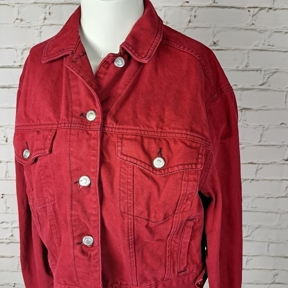 𝅺topshop MOTO Red Boxy‎ Denim Jacket - Picture 4 of 14
